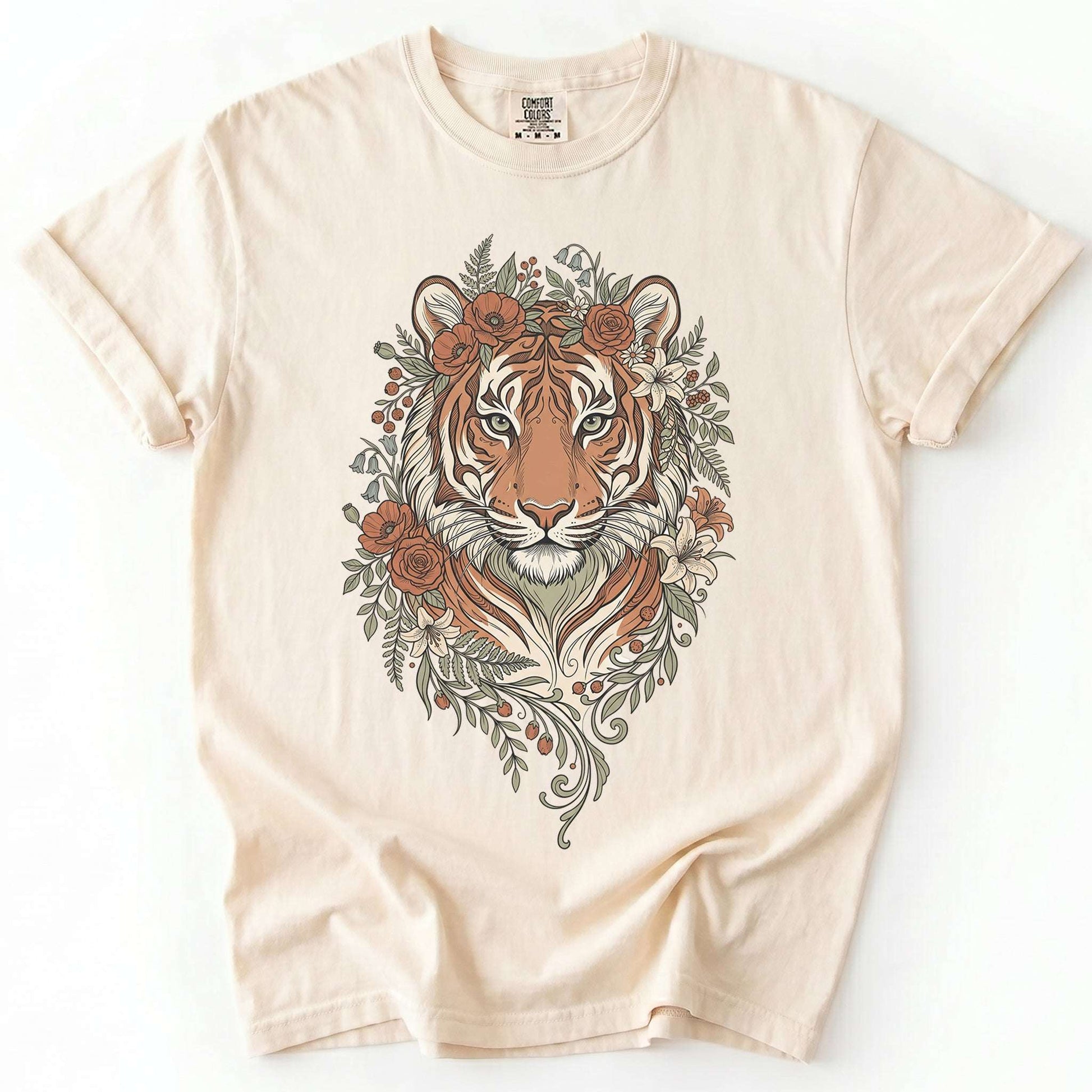 Majestic Floral Tiger Vintage Washed T-Shirt