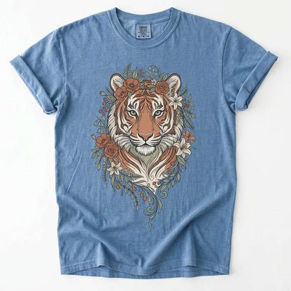Majestic Floral Tiger Vintage Washed T-Shirt