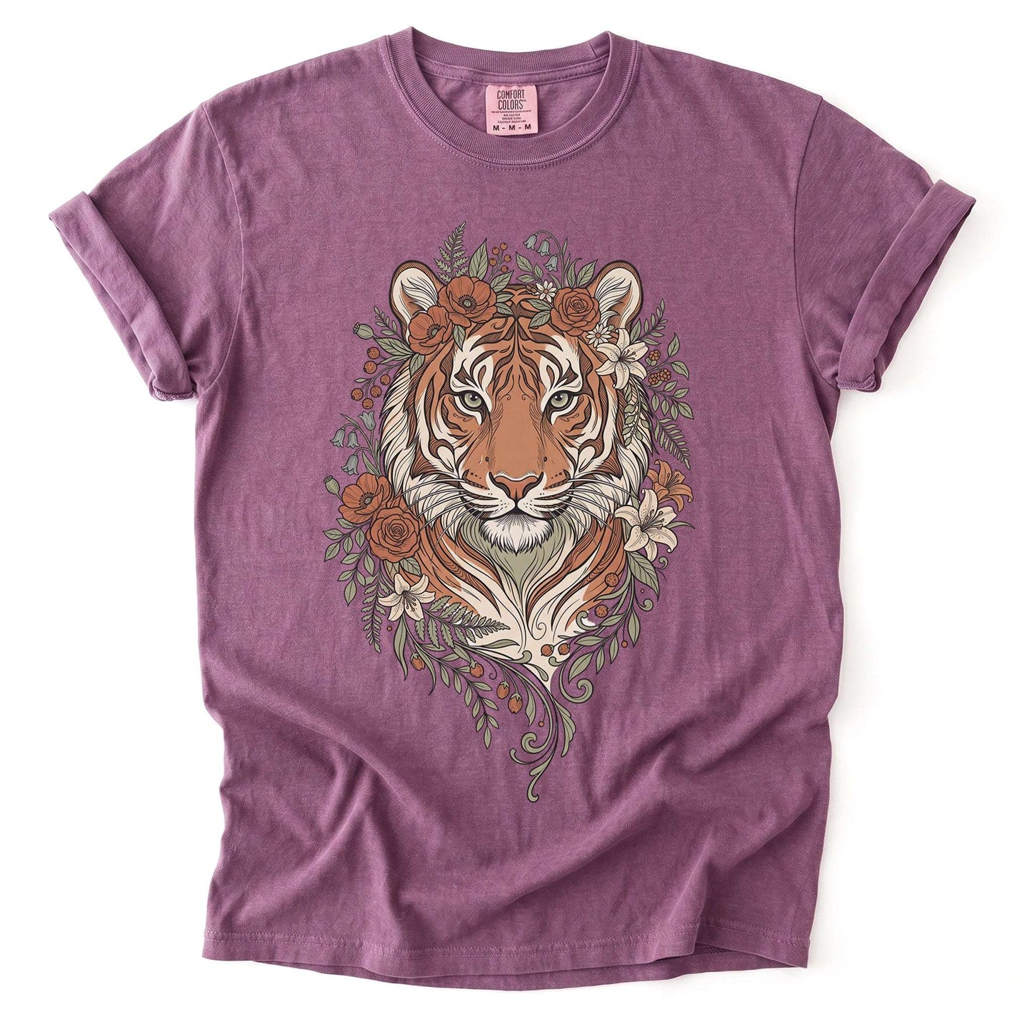 Majestic Floral Tiger Vintage Washed T-Shirt