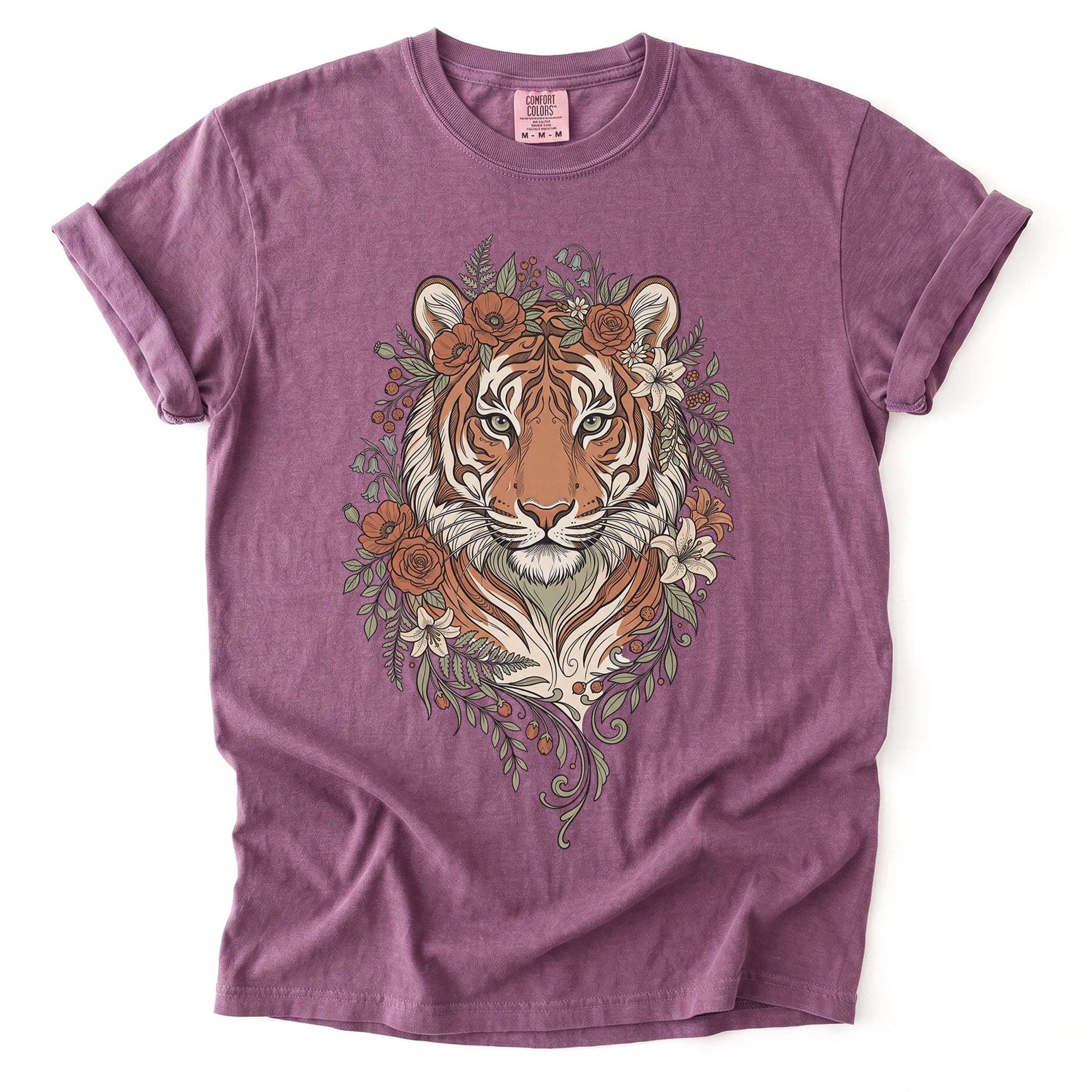 Majestic Floral Tiger Vintage Washed T-Shirt