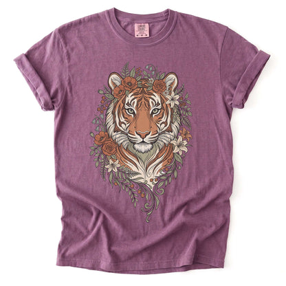 Majestic Floral Tiger Vintage Washed T-Shirt