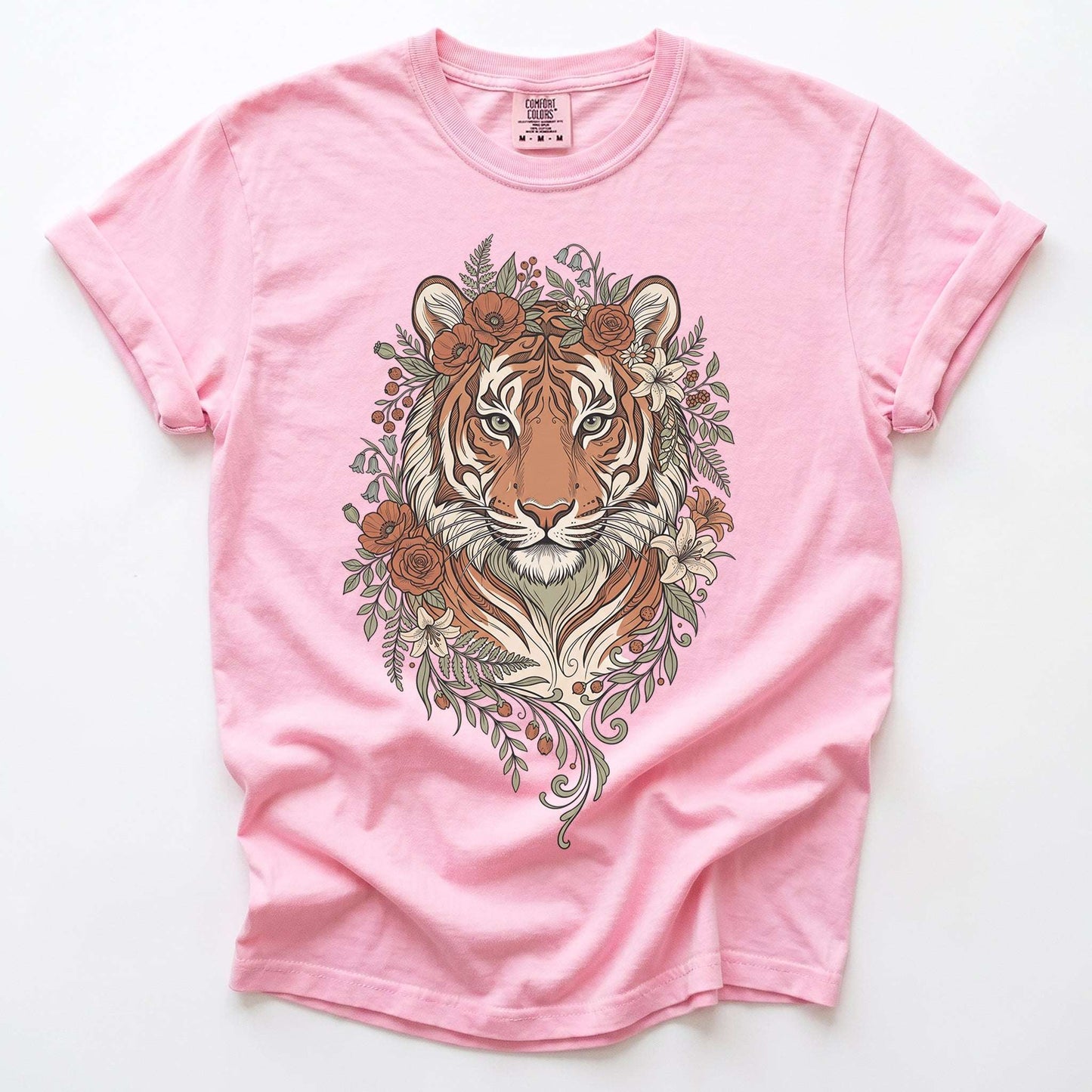 Majestic Floral Tiger Vintage Washed T-Shirt