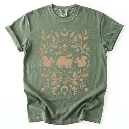 Folk Art Badger & Squirrels Vintage Washed T-Shirt