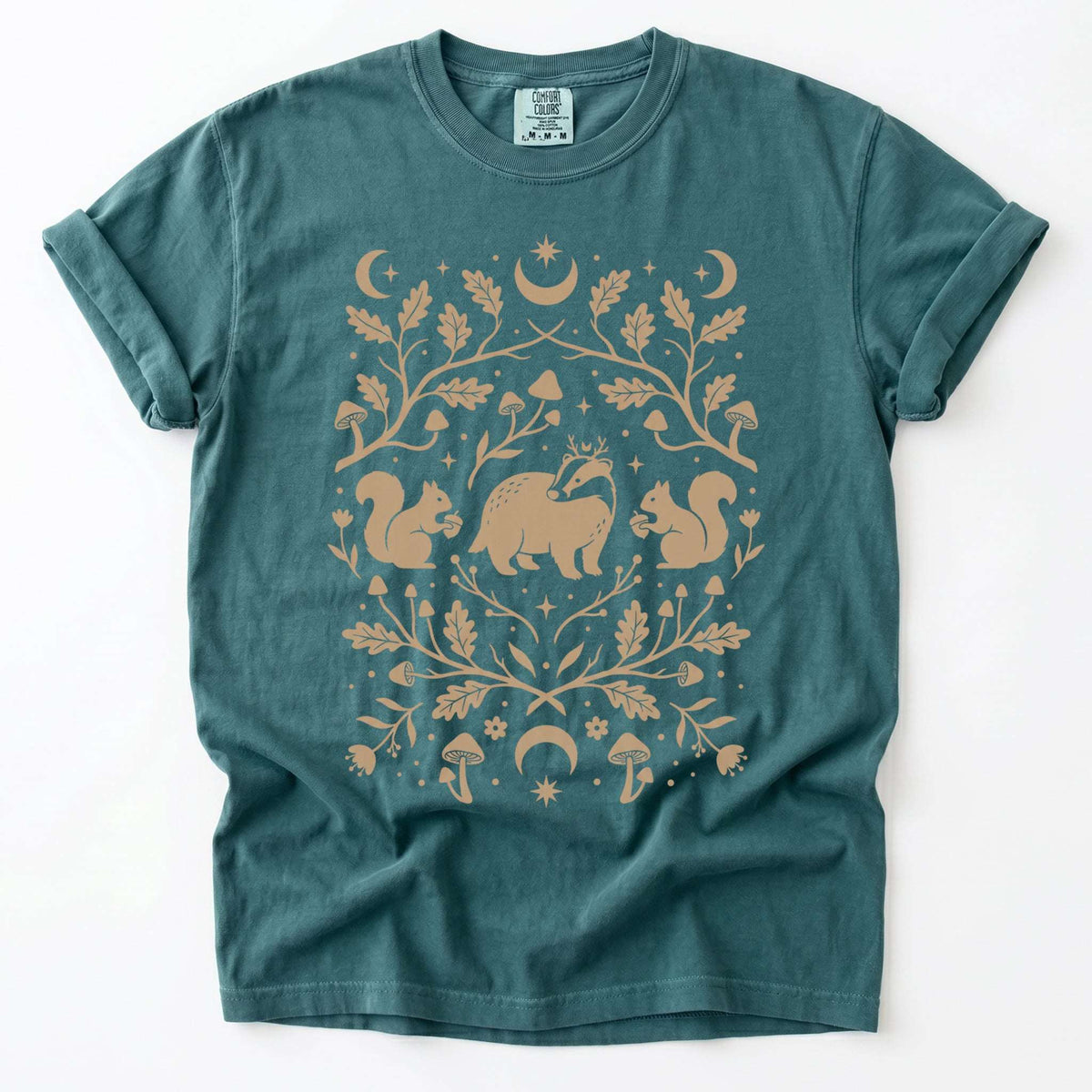 Folk Art Badger & Squirrels Vintage Washed T-Shirt