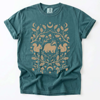 Folk Art Badger & Squirrels Vintage Washed T-Shirt