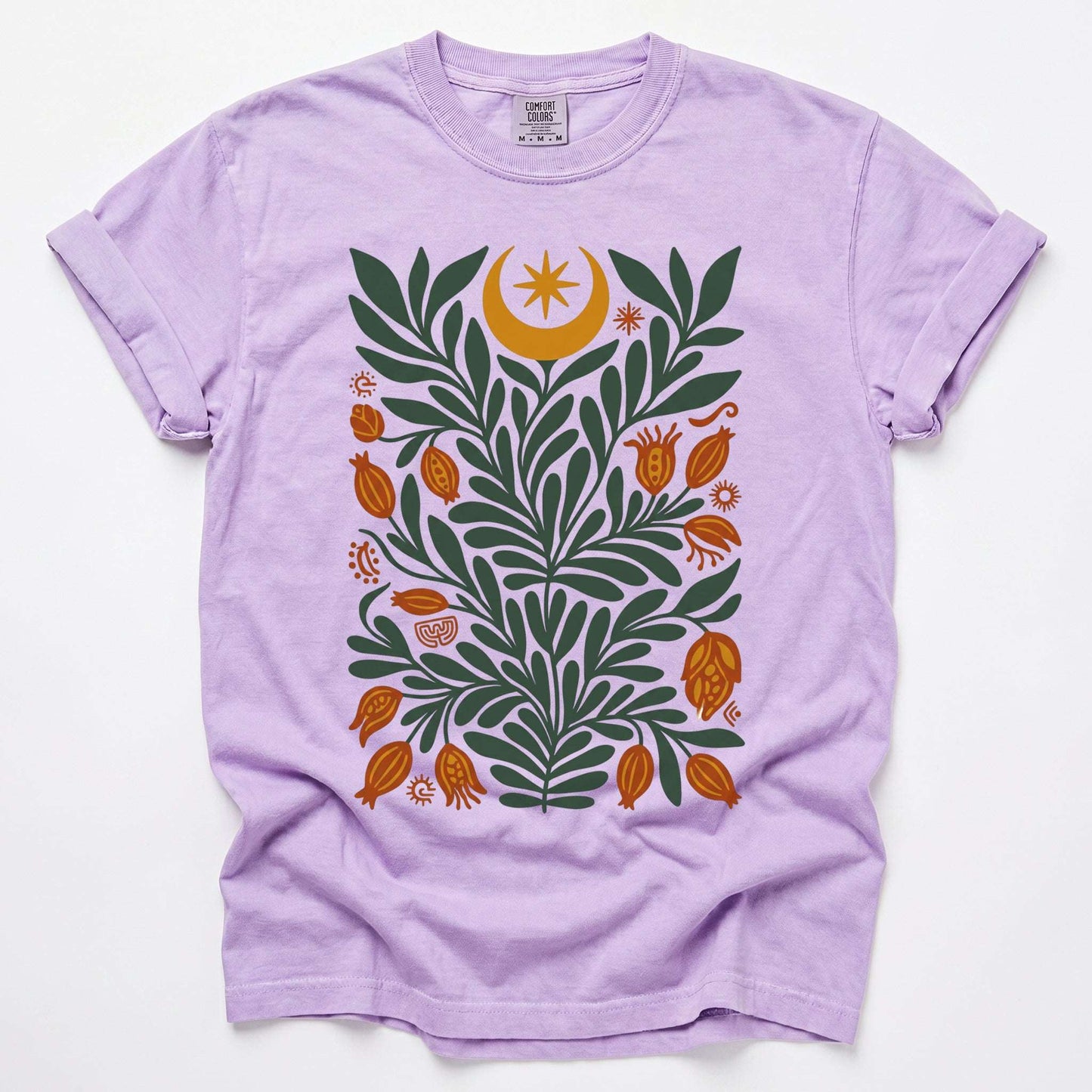 Folk Art Celestial Botanical Vintage Washed T-Shirt