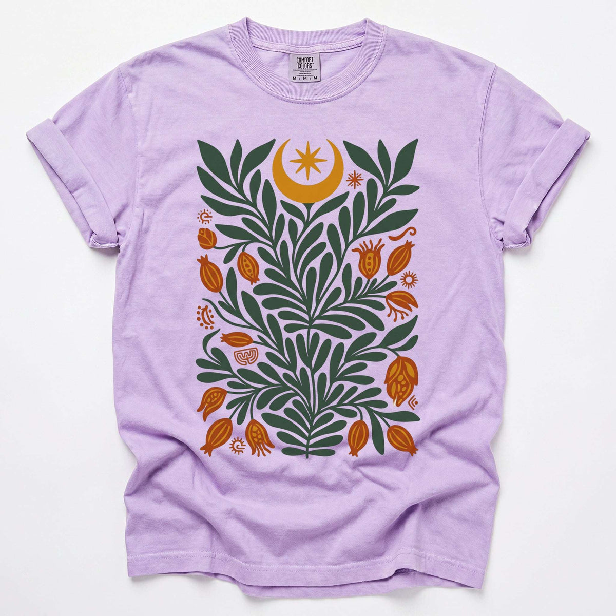 Folk Art Celestial Botanical Vintage Washed T-Shirt