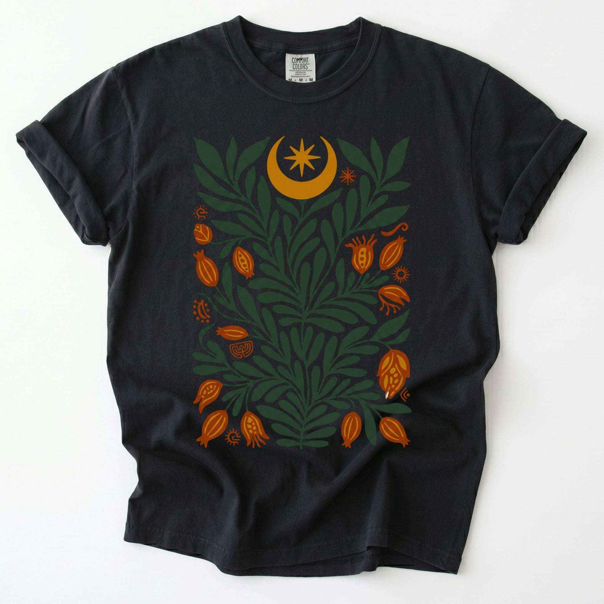 Folk Art Celestial Botanical Vintage Washed T-Shirt