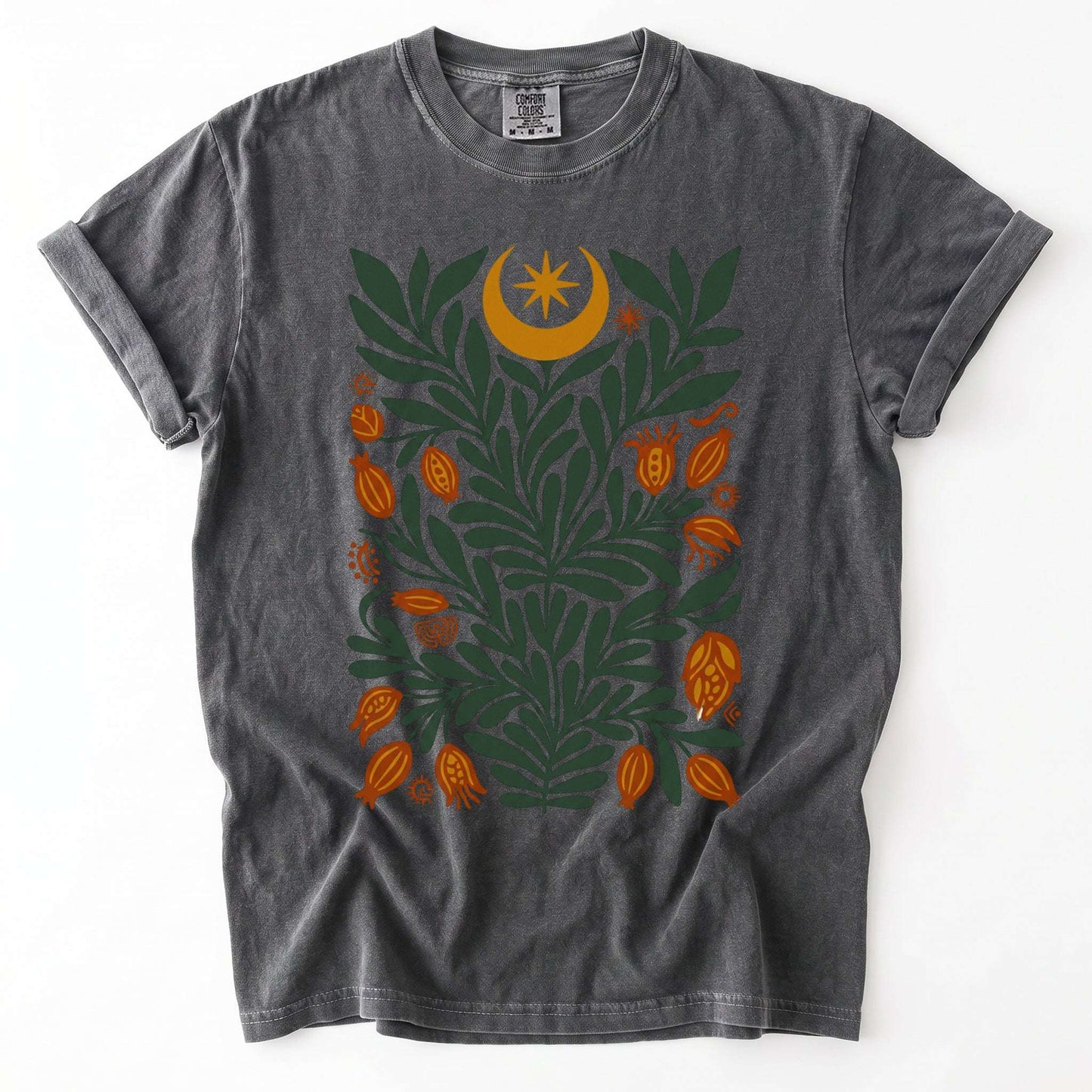 Folk Art Celestial Botanical Vintage Washed T-Shirt