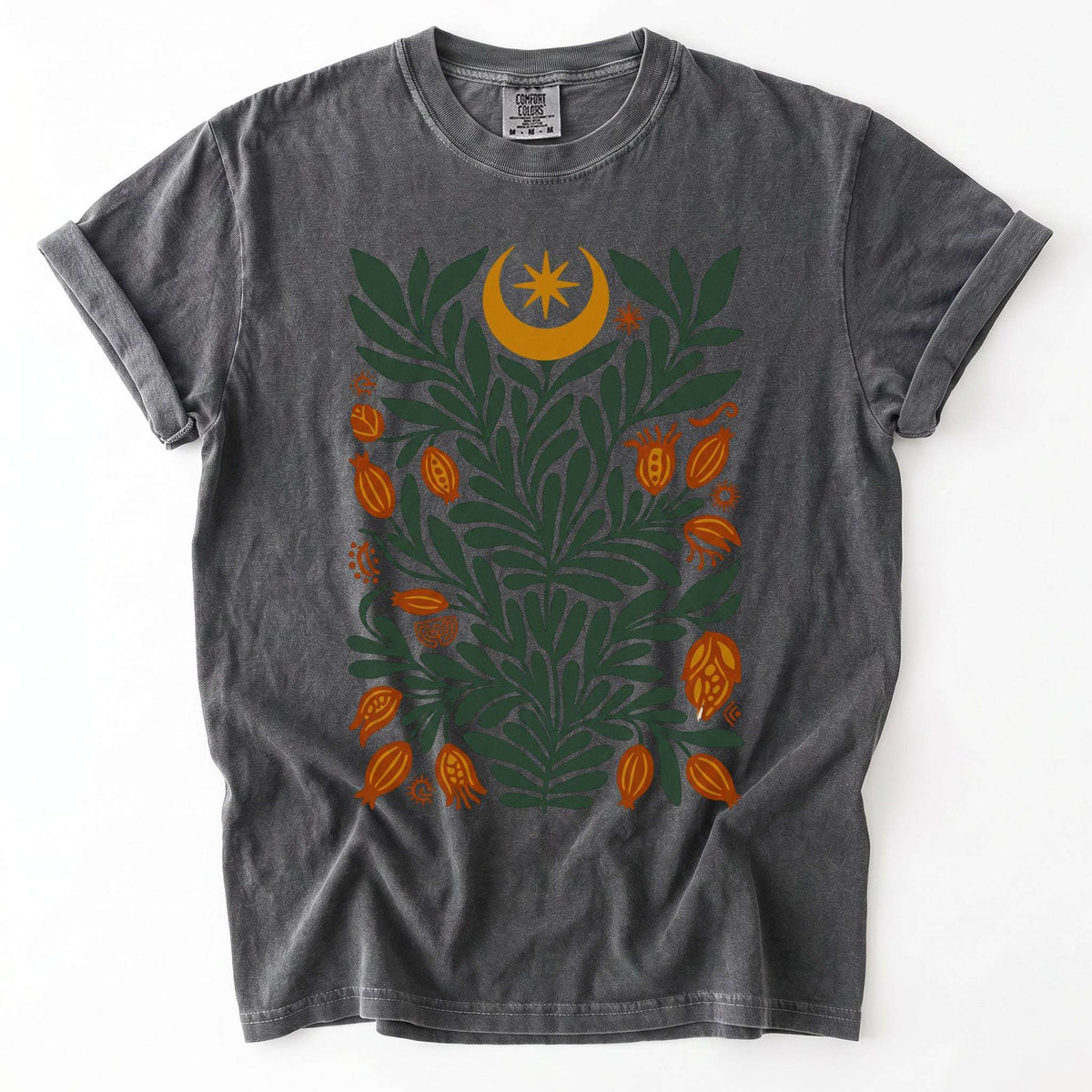 Folk Art Celestial Botanical Vintage Washed T-Shirt