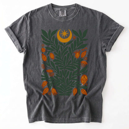 Folk Art Celestial Botanical Vintage Washed T-Shirt