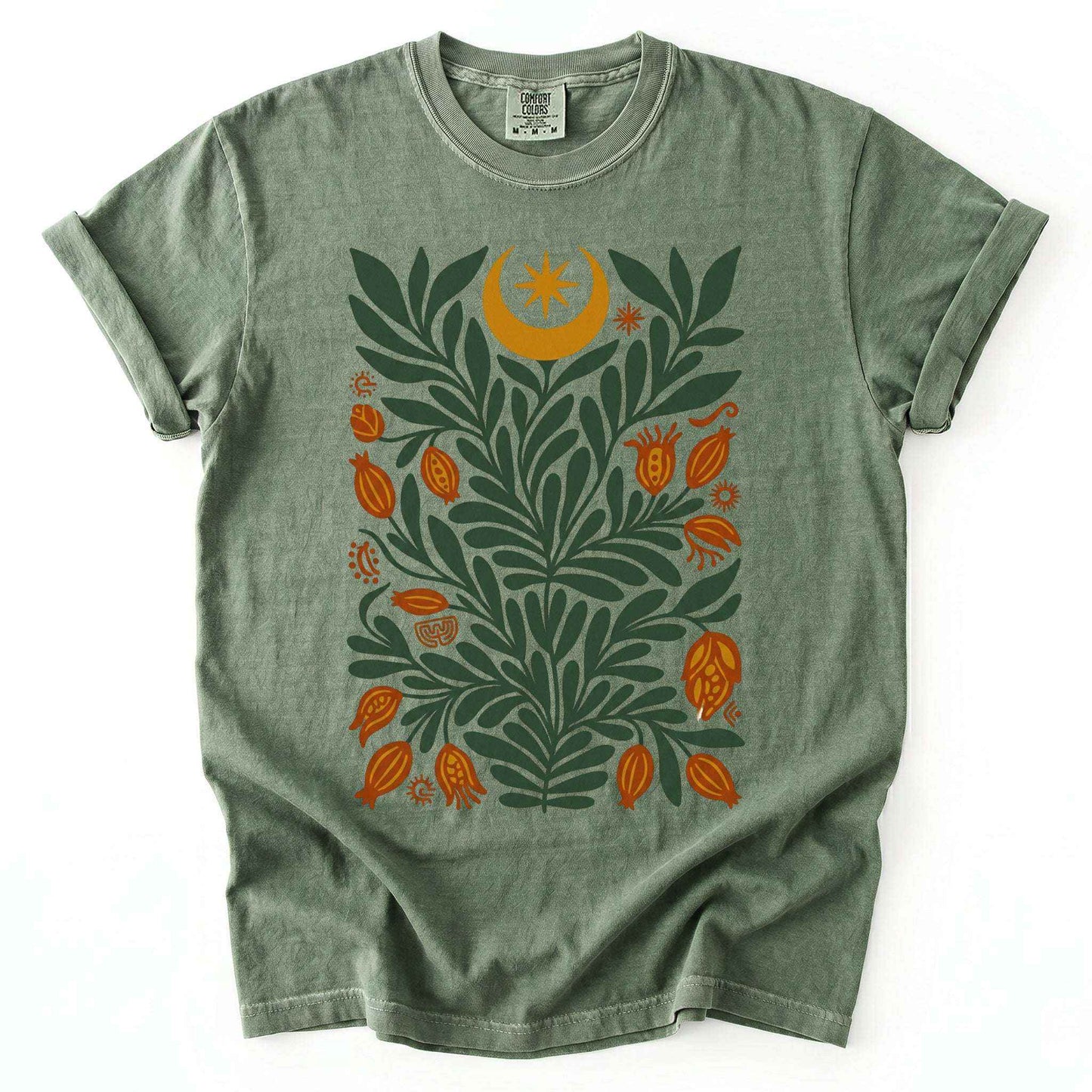 Folk Art Celestial Botanical Vintage Washed T-Shirt