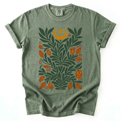 Folk Art Celestial Botanical Vintage Washed T-Shirt