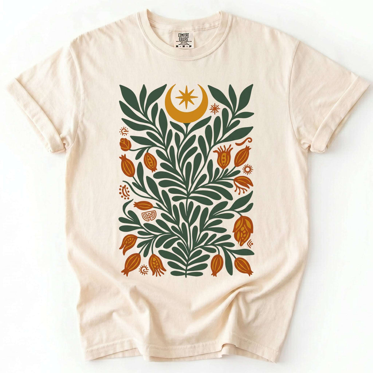 Folk Art Celestial Botanical Vintage Washed T-Shirt