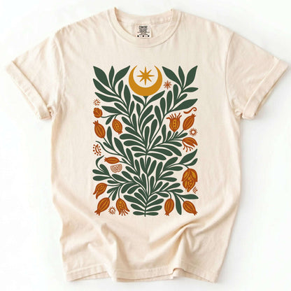 Folk Art Celestial Botanical Vintage Washed T-Shirt