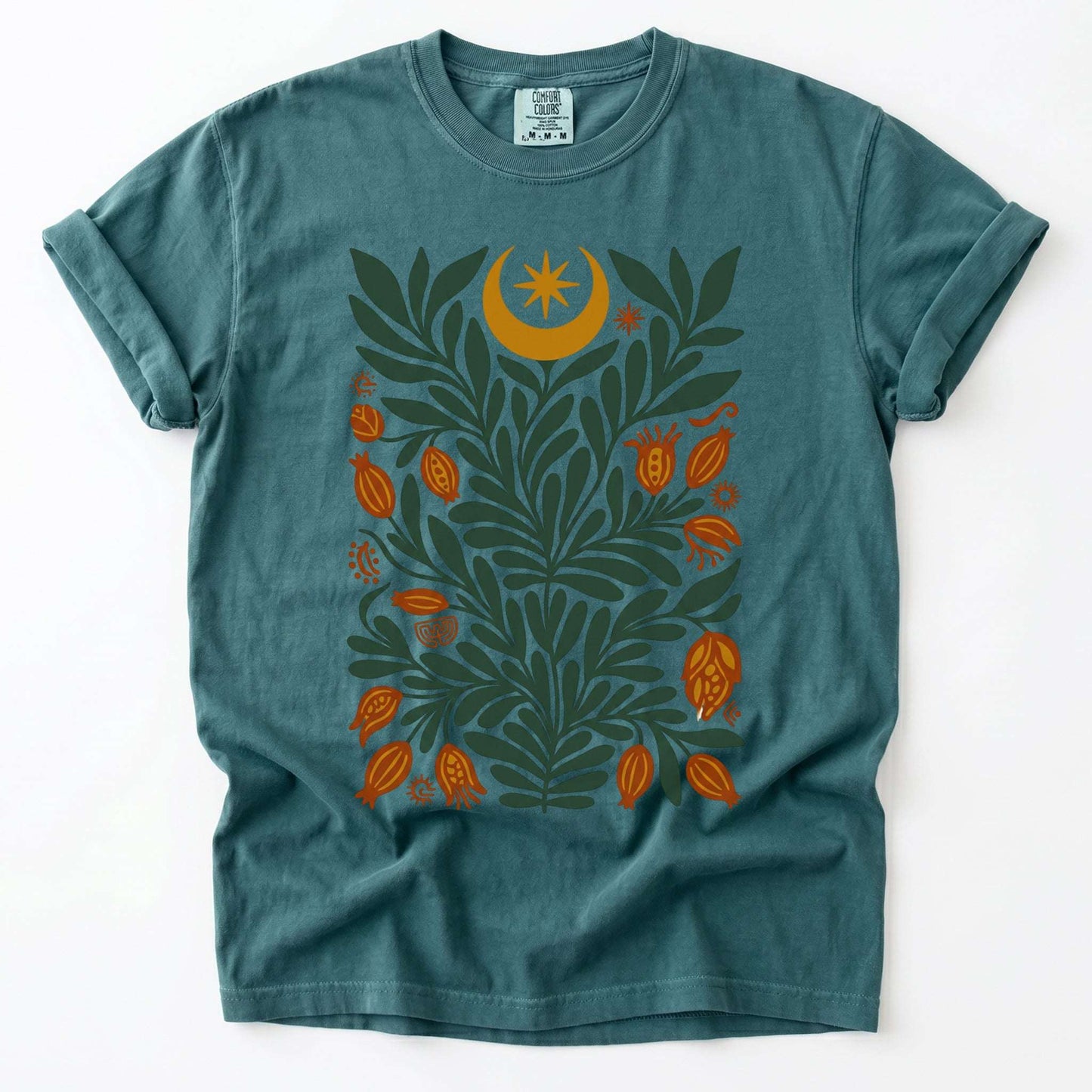 Folk Art Celestial Botanical Vintage Washed T-Shirt