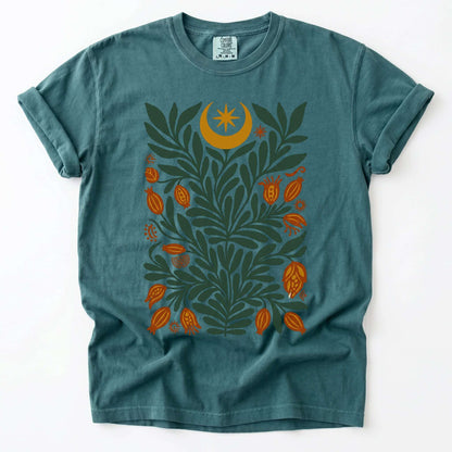 Folk Art Celestial Botanical Vintage Washed T-Shirt