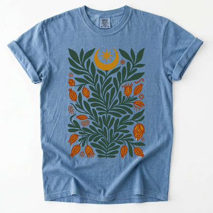 Folk Art Celestial Botanical Vintage Washed T-Shirt