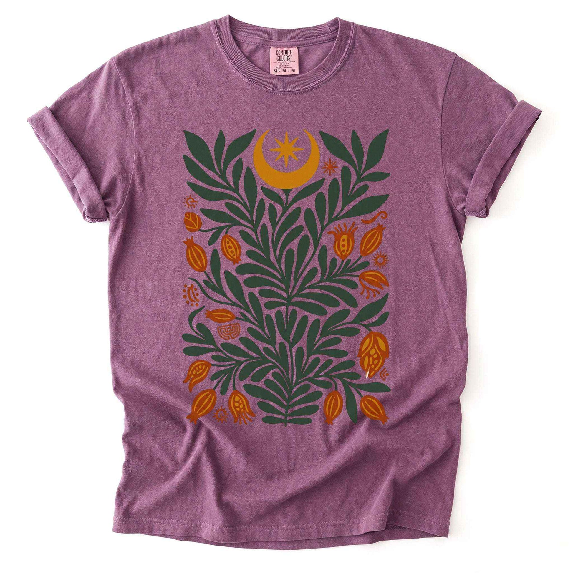 Folk Art Celestial Botanical Vintage Washed T-Shirt