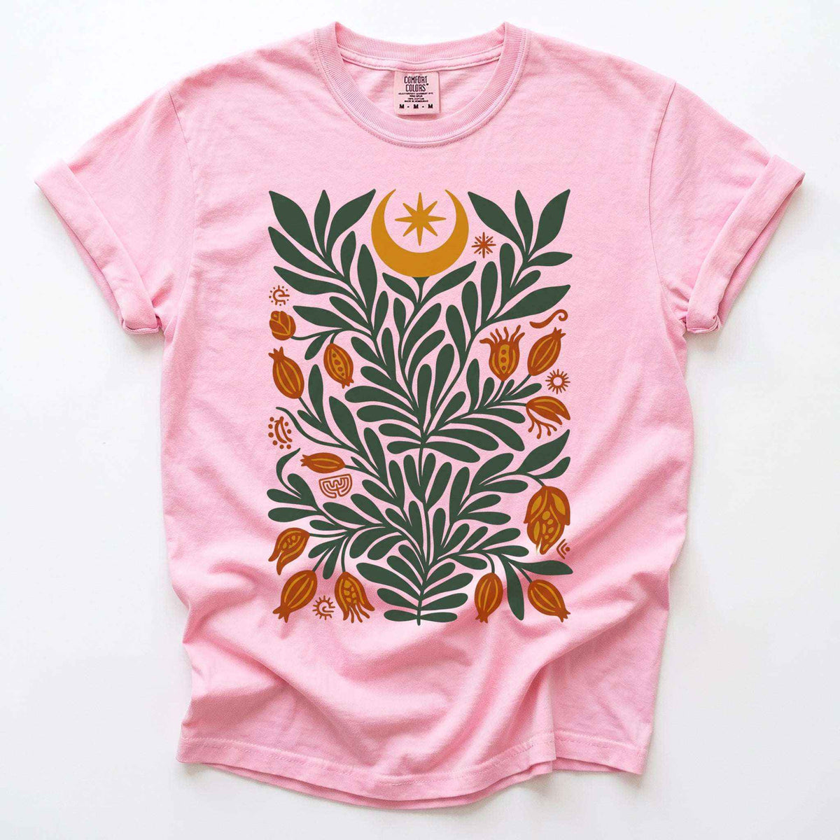 Folk Art Celestial Botanical Vintage Washed T-Shirt