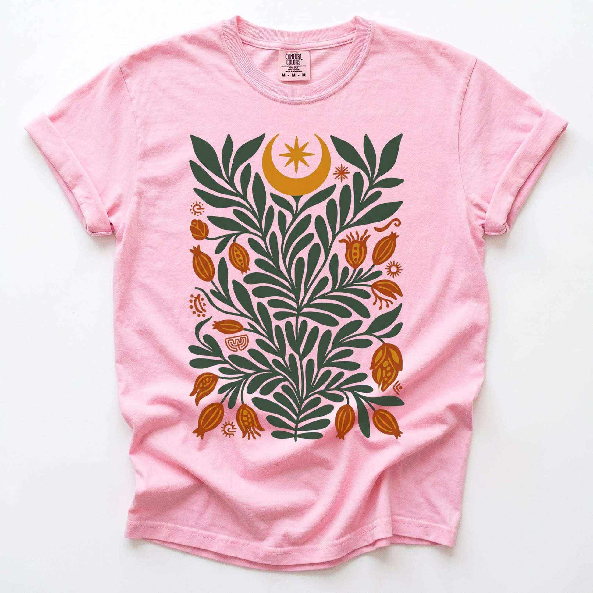 Folk Art Celestial Botanical Vintage Washed T-Shirt