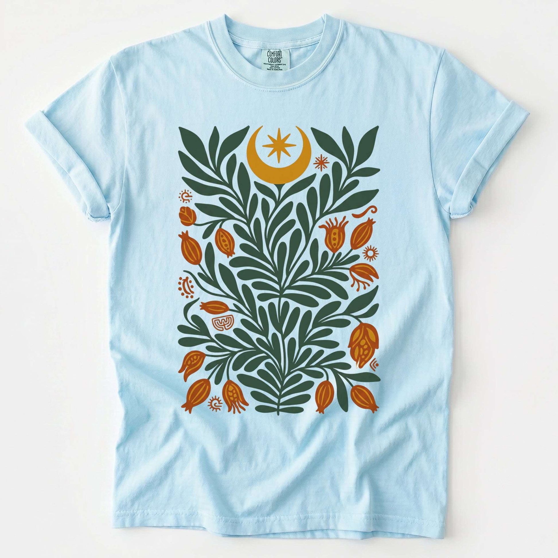 Folk Art Celestial Botanical Vintage Washed T-Shirt