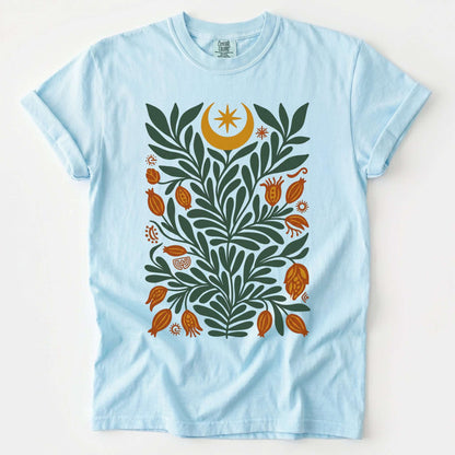 Folk Art Celestial Botanical Vintage Washed T-Shirt