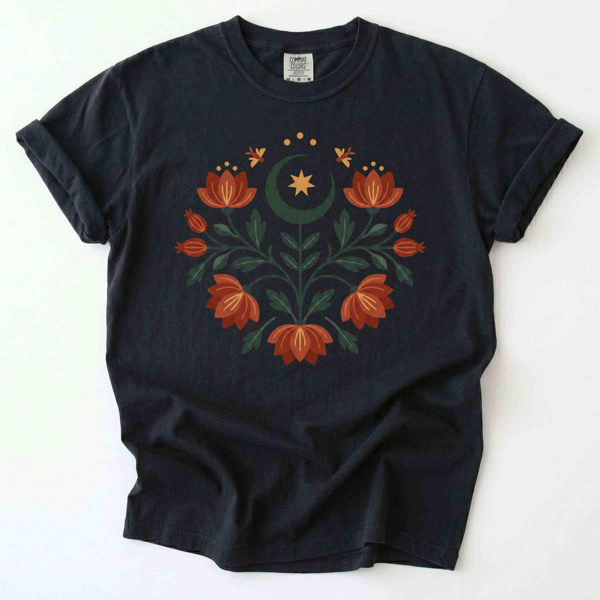 Folk Art Celestial Floral Vintage Washed T-Shirt
