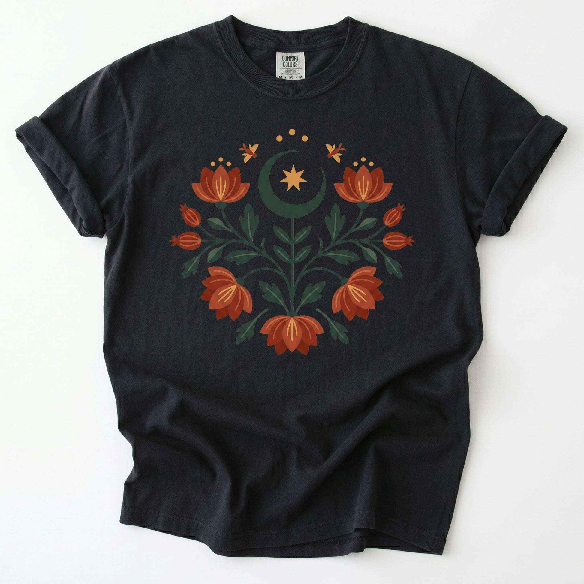 Folk Art Celestial Floral Vintage Washed T-Shirt