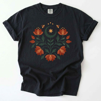 Folk Art Celestial Floral Vintage Washed T-Shirt