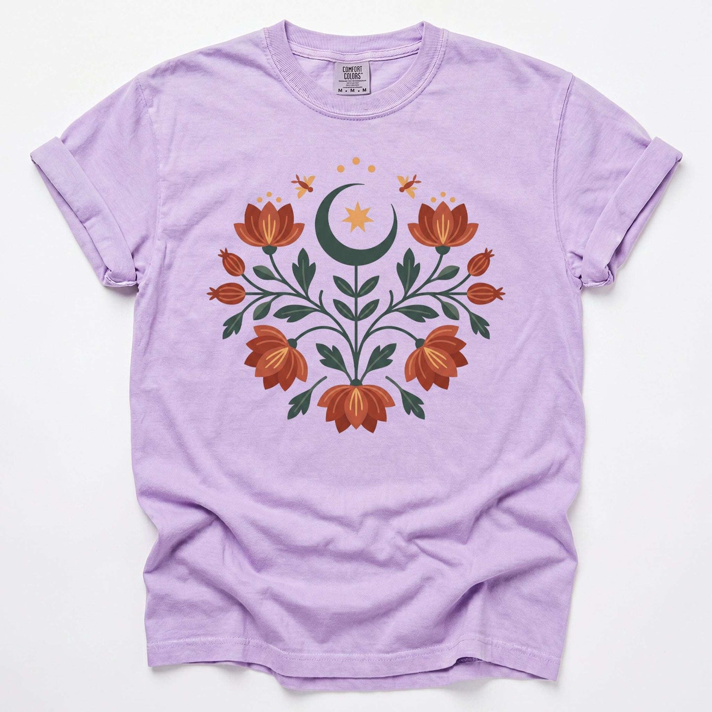 Folk Art Celestial Floral Vintage Washed T-Shirt