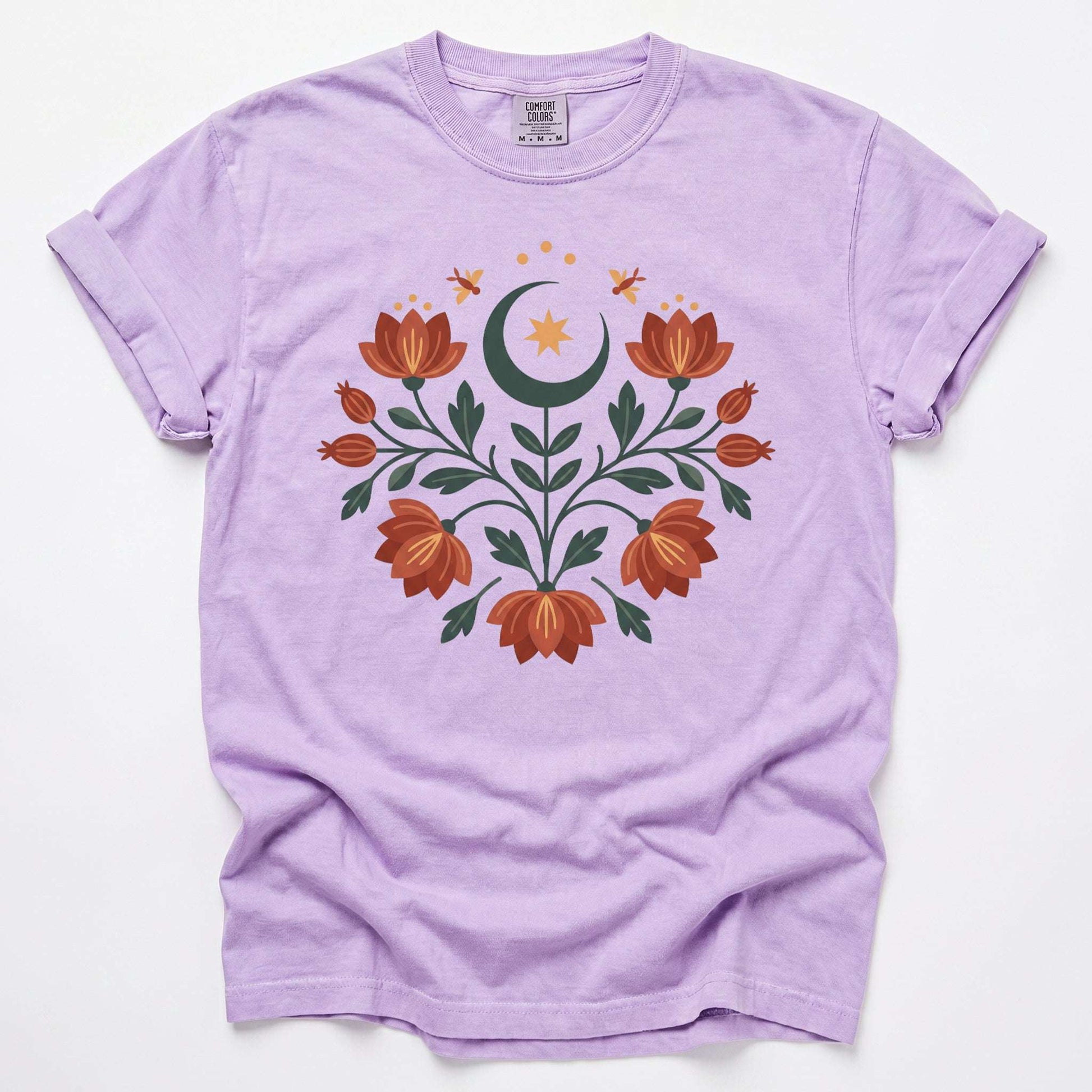 Folk Art Celestial Floral Vintage Washed T-Shirt