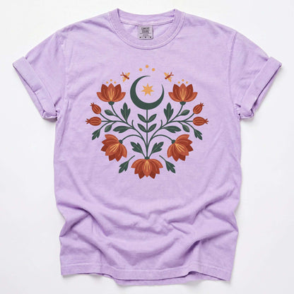 Folk Art Celestial Floral Vintage Washed T-Shirt