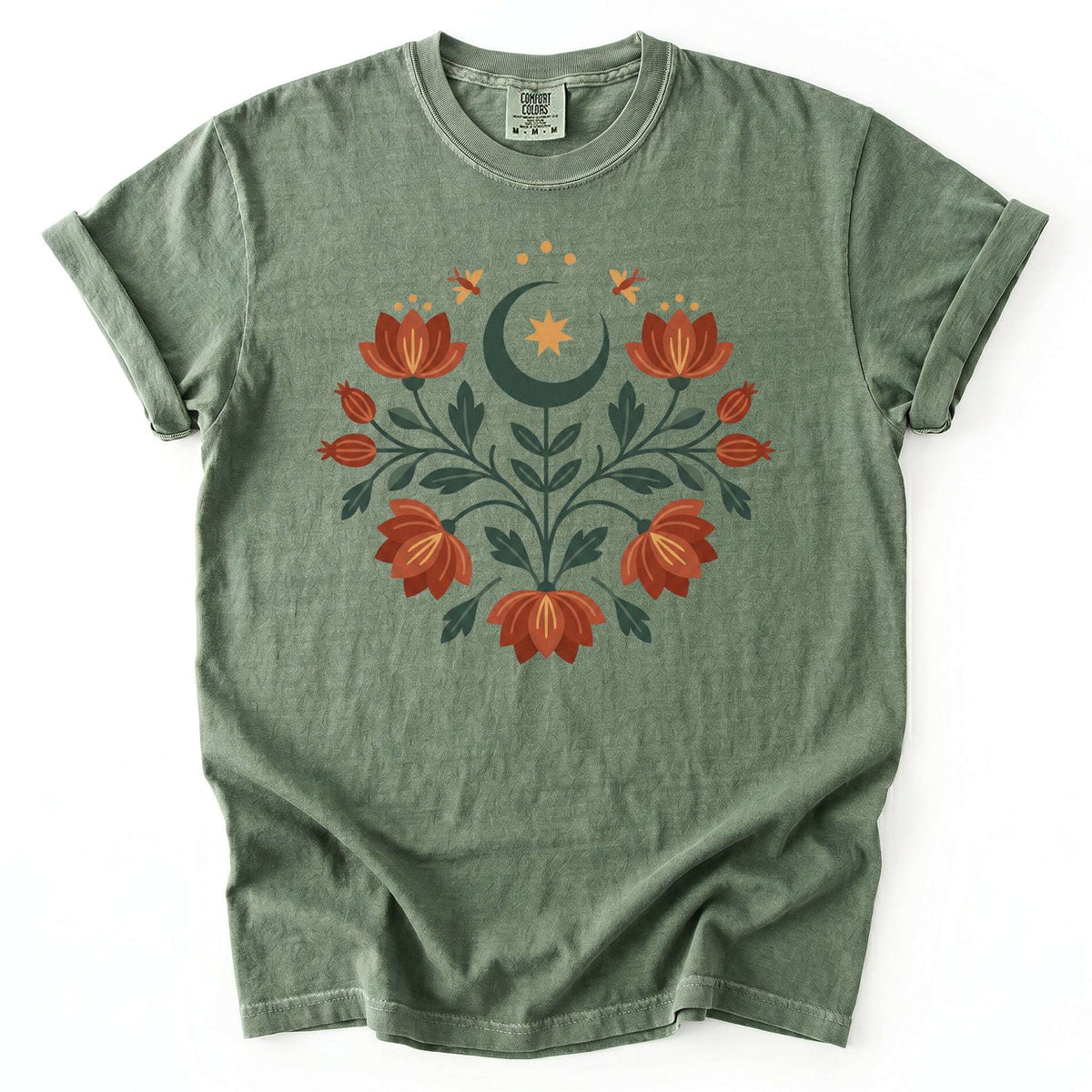 Folk Art Celestial Floral Vintage Washed T-Shirt