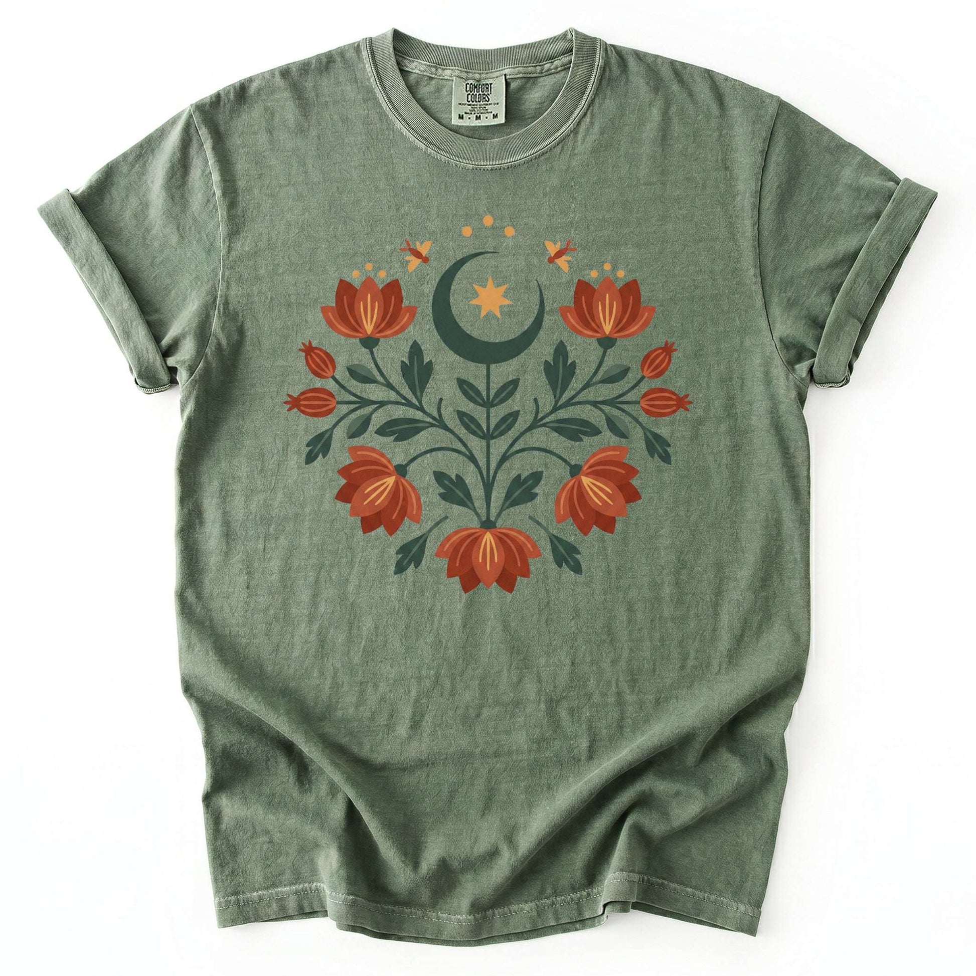 Folk Art Celestial Floral Vintage Washed T-Shirt