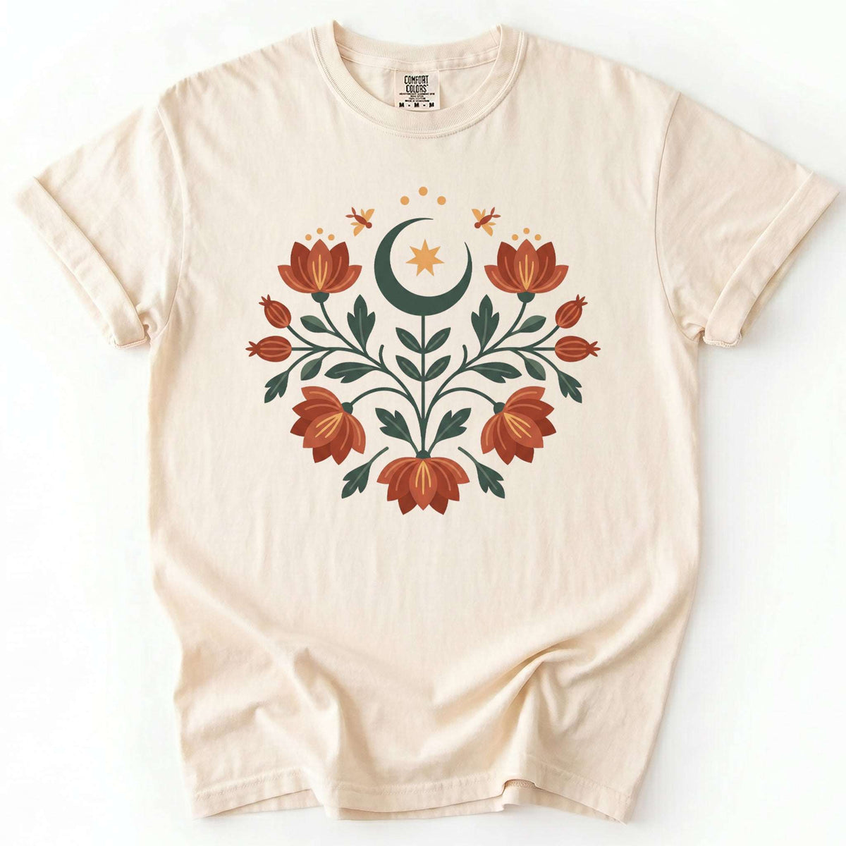 Folk Art Celestial Floral Vintage Washed T-Shirt