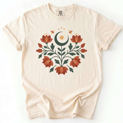 Folk Art Celestial Floral Vintage Washed T-Shirt