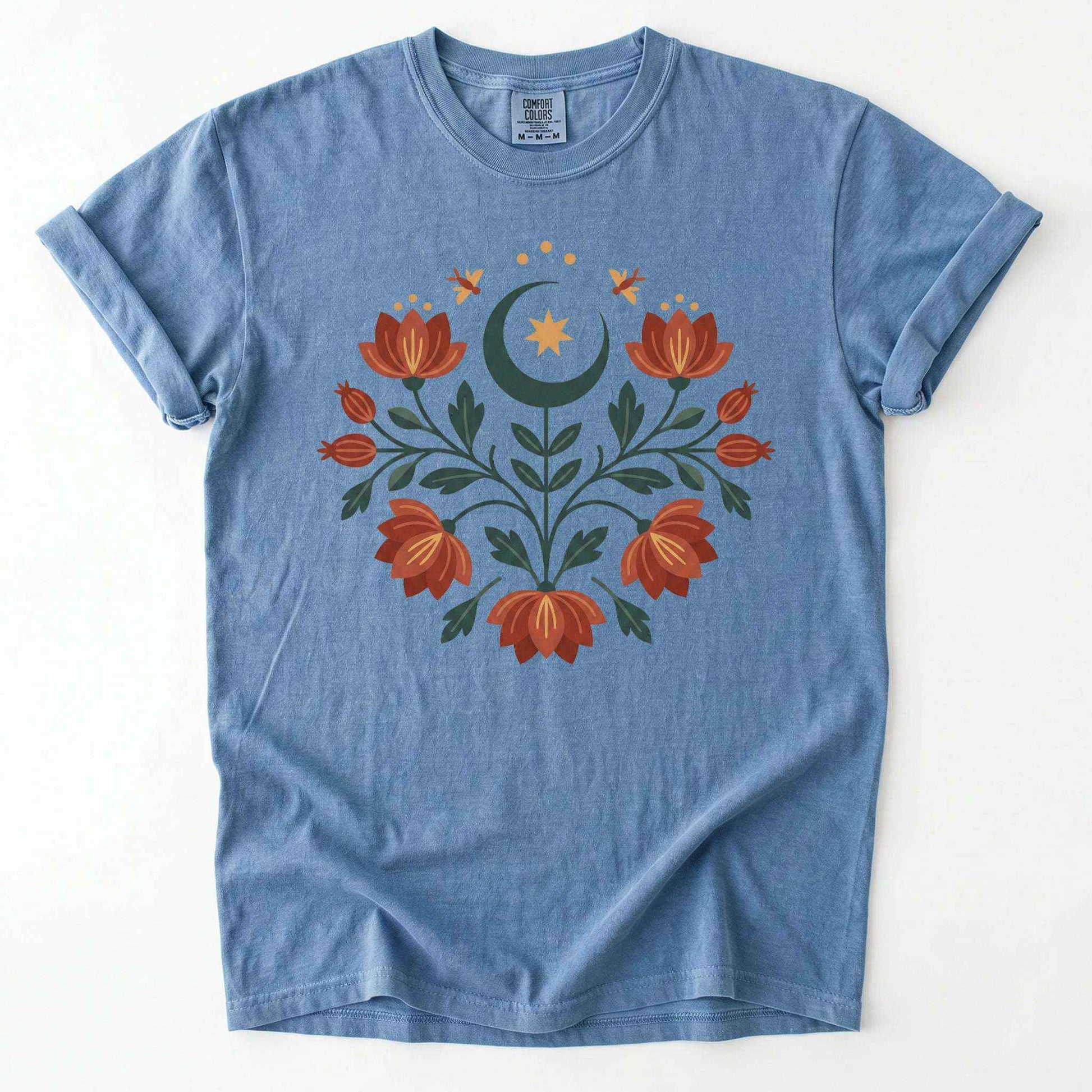 Folk Art Celestial Floral Vintage Washed T-Shirt