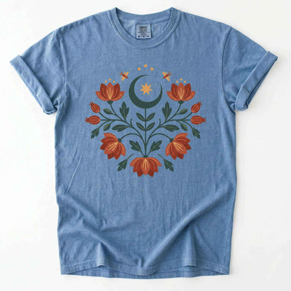 Folk Art Celestial Floral Vintage Washed T-Shirt