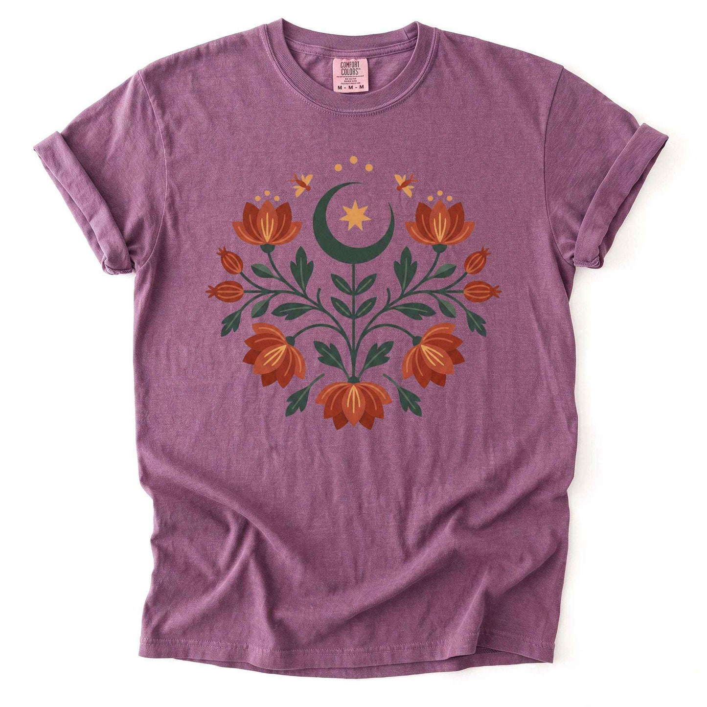 Folk Art Celestial Floral Vintage Washed T-Shirt