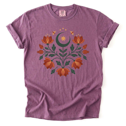 Folk Art Celestial Floral Vintage Washed T-Shirt