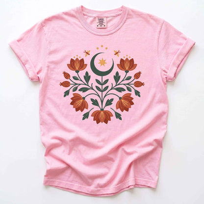 Folk Art Celestial Floral Vintage Washed T-Shirt