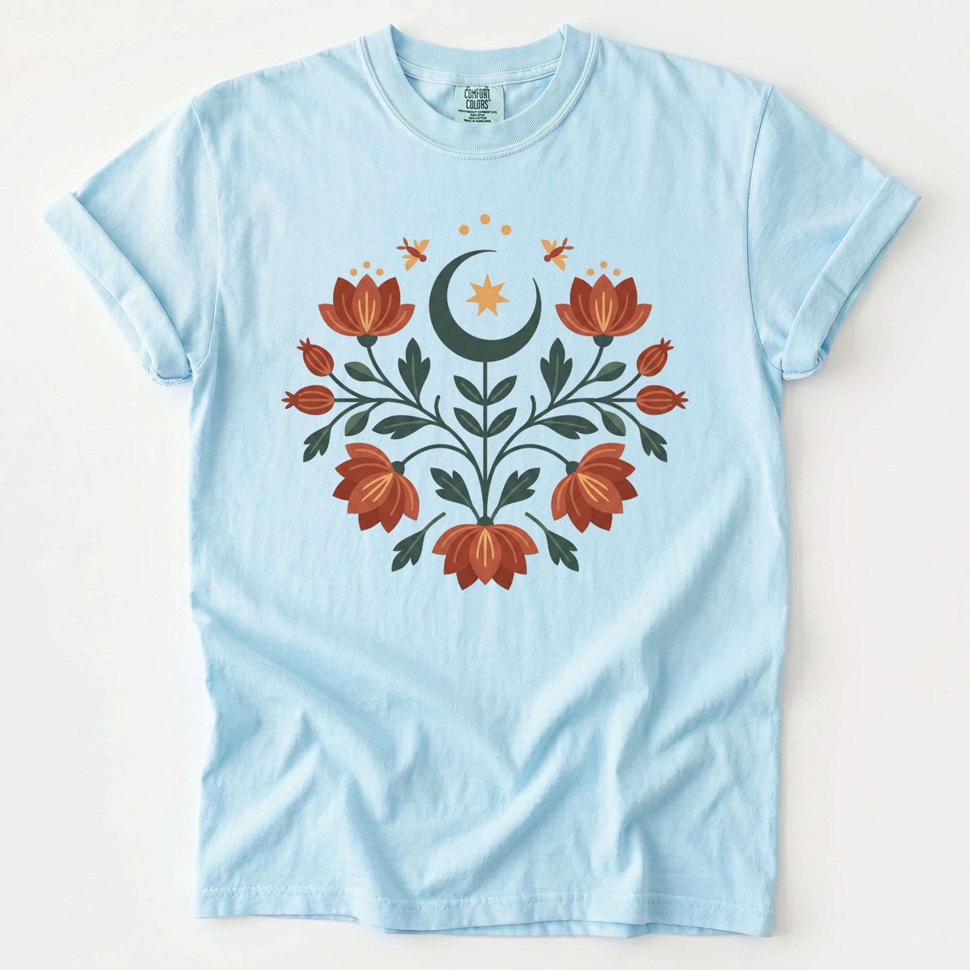 Folk Art Celestial Floral Vintage Washed T-Shirt