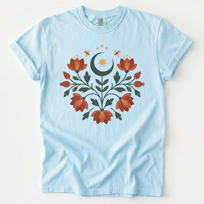 Folk Art Celestial Floral Vintage Washed T-Shirt