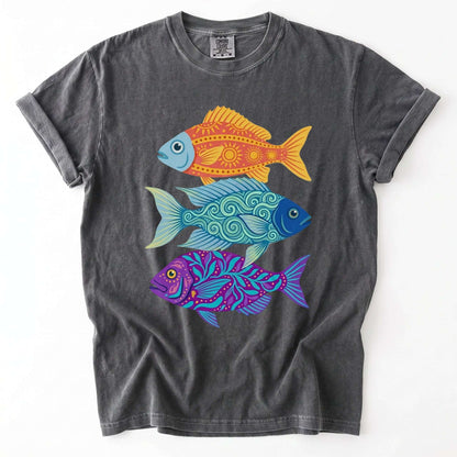 Folk Art Fish Trio Vintage Washed T-Shirt