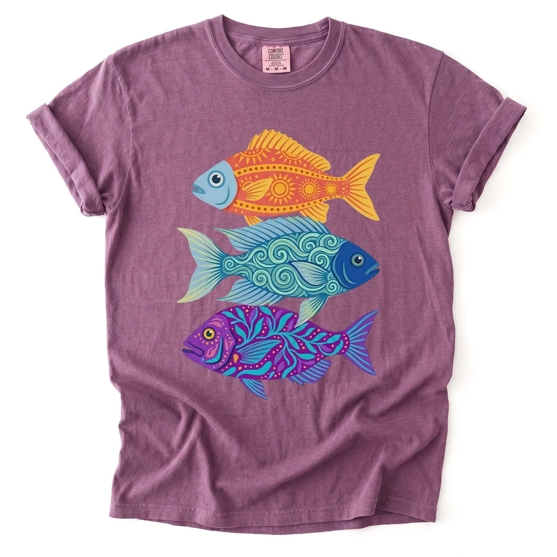 Folk Art Fish Trio Vintage Washed T-Shirt