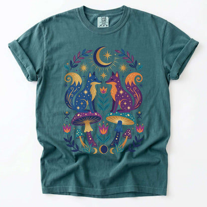 Folk Art Foxes & Mushroom Vintage Washed T-Shirt