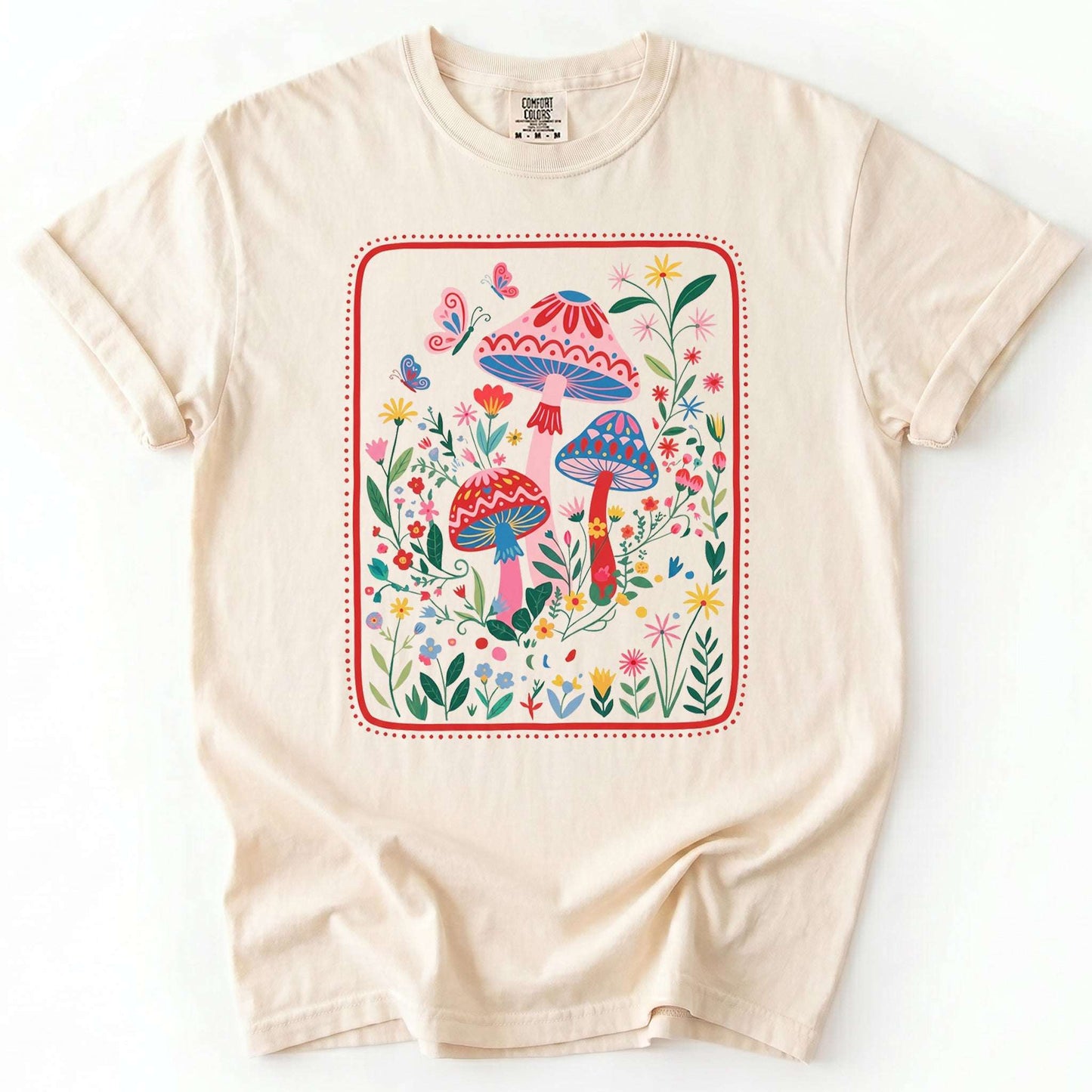 Folk Art Mushroom Vintage Washed T-Shirt