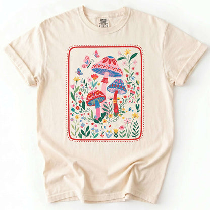 Folk Art Mushroom Vintage Washed T-Shirt