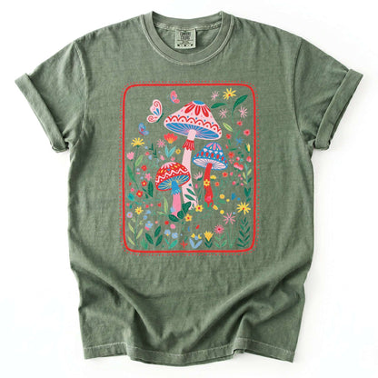 Folk Art Mushroom Vintage Washed T-Shirt